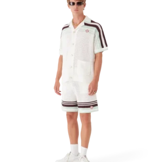 Camicia da tennis in cotone all’uncinetto a pantaloncini