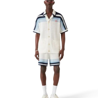 Camicia da tennis in cotone all’uncinetto a pantaloncini