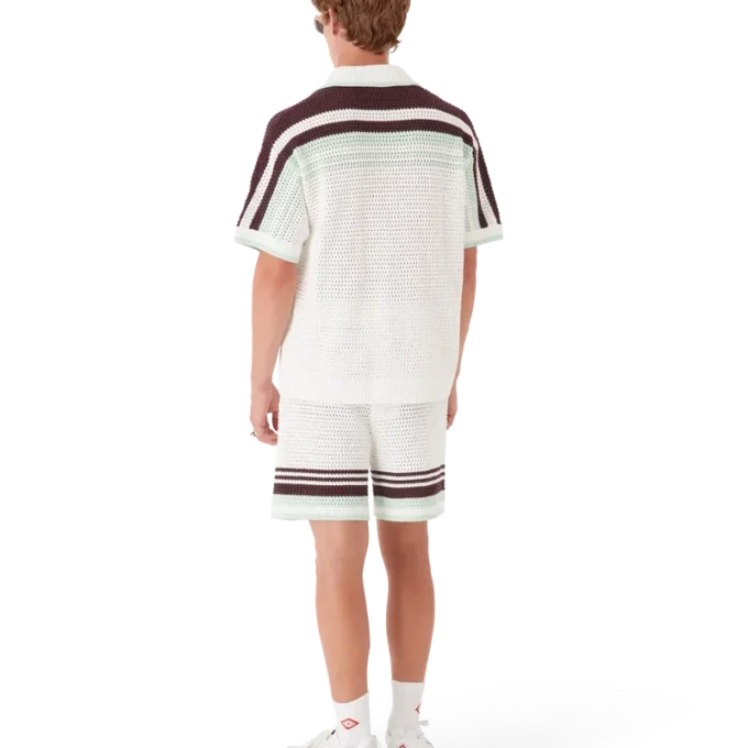 Camicia da tennis in cotone all’uncinetto a pantaloncini