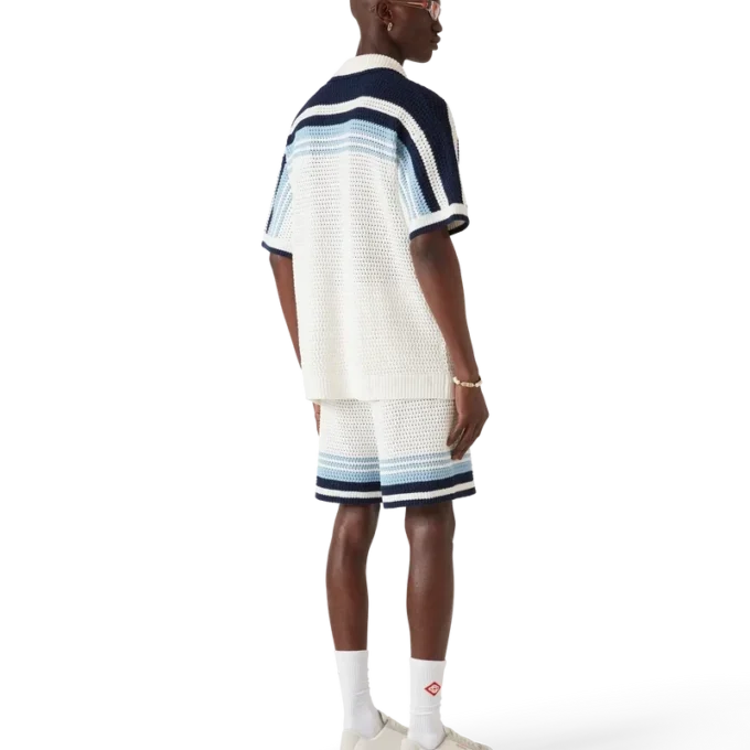 Camicia da tennis in cotone all’uncinetto a pantaloncini