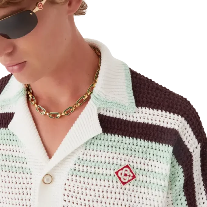 Camicia da tennis in cotone all’uncinetto a pantaloncini