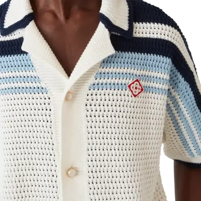 Camicia da tennis in cotone all’uncinetto a pantaloncini