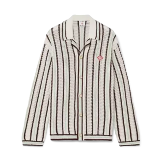 Camicia in cotone a maglia all’uncinetto a righe