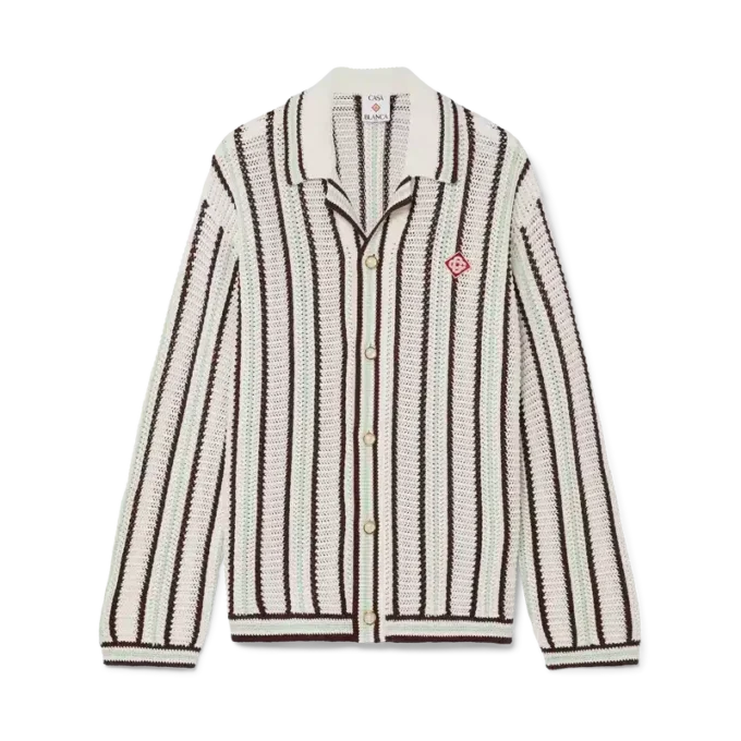 Camicia in cotone a maglia all’uncinetto a righe Camicia in cotone a maglia all’uncinetto a righe