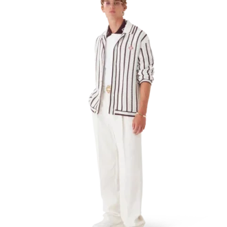 Camicia in cotone a maglia all’uncinetto a righe