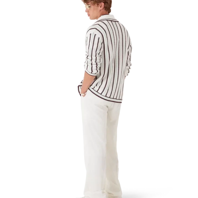 Camicia in cotone a maglia all’uncinetto a righe Camicia in cotone a maglia all’uncinetto a righe