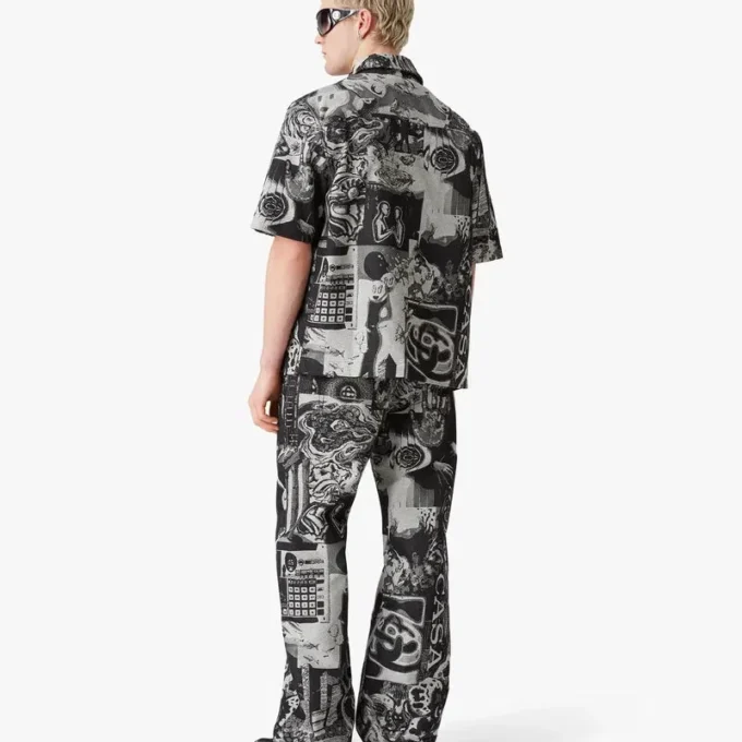 Camicia in denim a maniche corte Rave Collage in pantaloncini