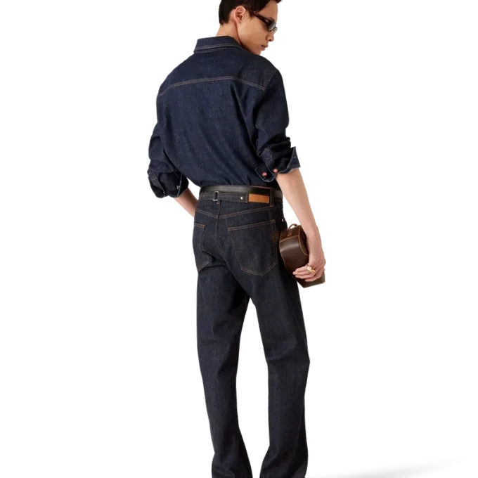 Camicia in denim a pantaloncini con ricamo del logo