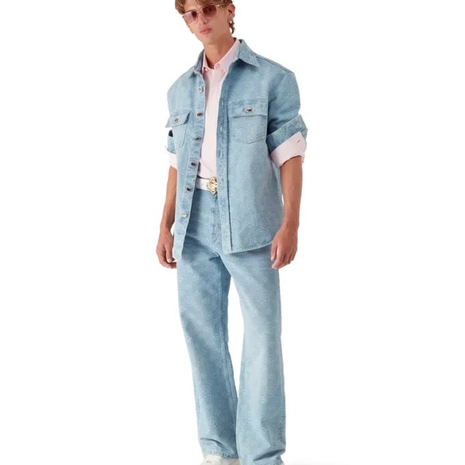 Camicia in denim con monogramma