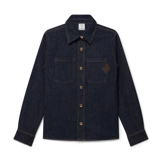Camicia in denim con ricamo del logo