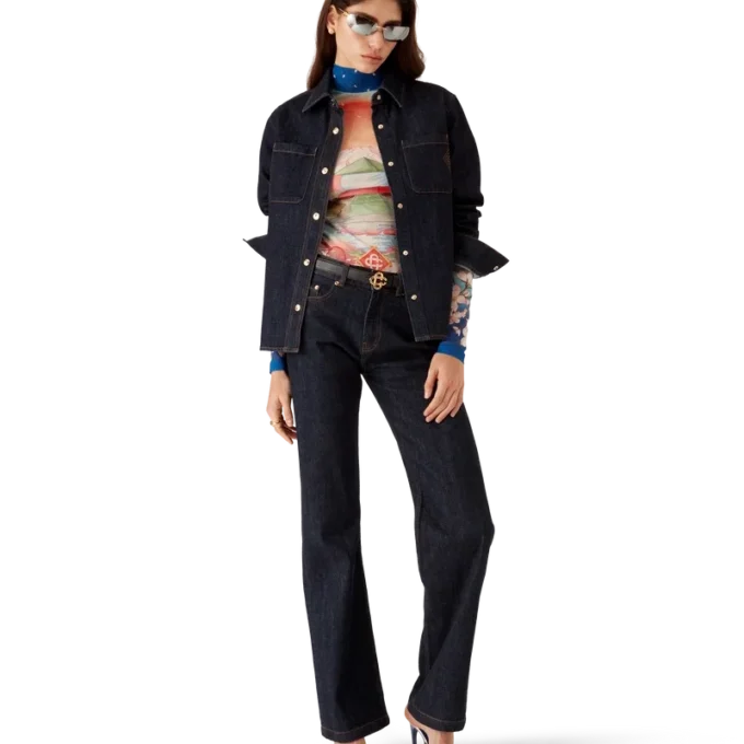 Camicia in denim con ricamo del logo