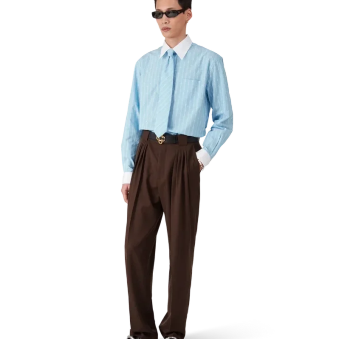 Camicia in jacquard a righe Laurel