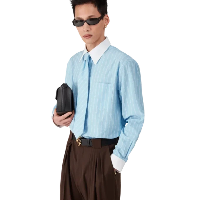 Camicia in jacquard a righe Laurel