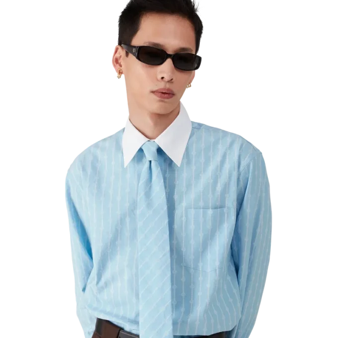 Camicia in jacquard a righe Laurel