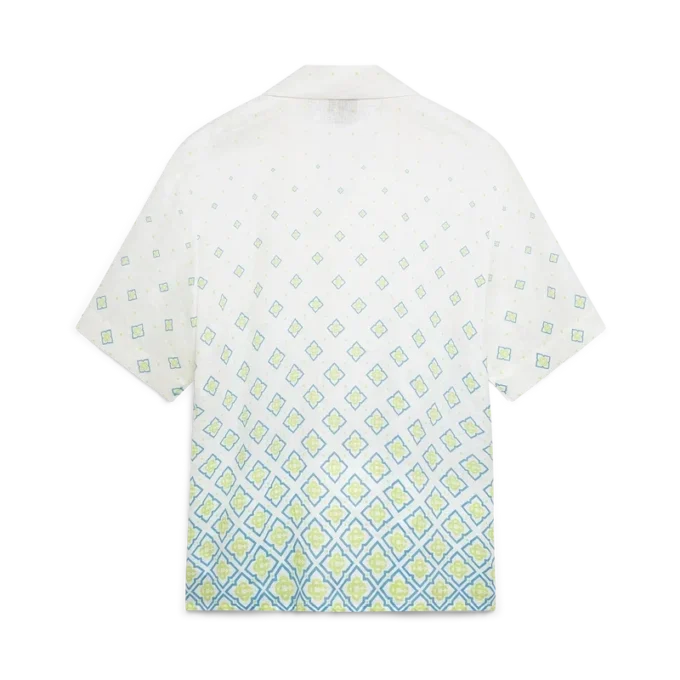 Camicia in lino a maniche corte con monogramma sfumato