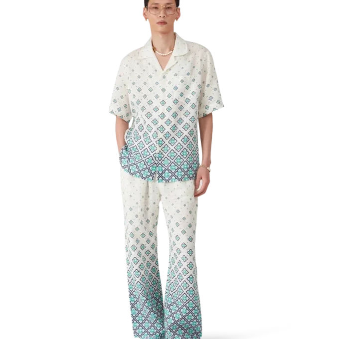 Camicia in lino con monogramma sfumato