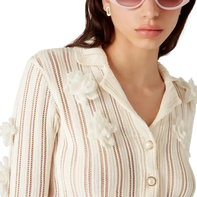 Camicia in maglia di pizzo floreale Camicia in maglia di pizzo floreale