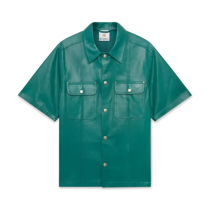 Camicia in pelle a maniche corte in pantaloncini Camicia in pelle a maniche corte in pantaloncini