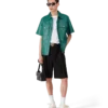 Camicia in pelle a maniche corte in pantaloncini Camicia in pelle a maniche corte in pantaloncini