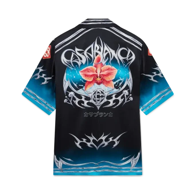 Camicia in raso di seta a maniche corte Blades