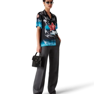 Camicia in raso di seta a maniche corte Blades