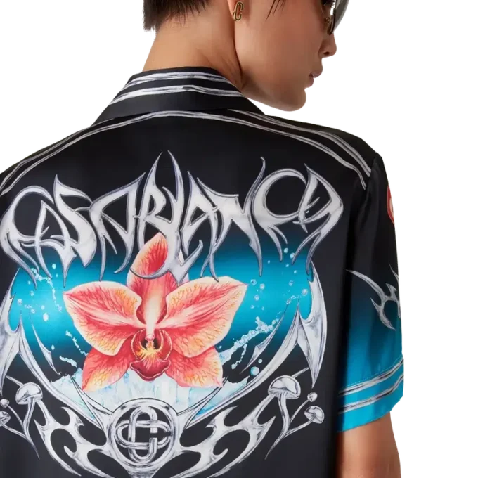 Camicia in raso di seta a maniche corte Blades