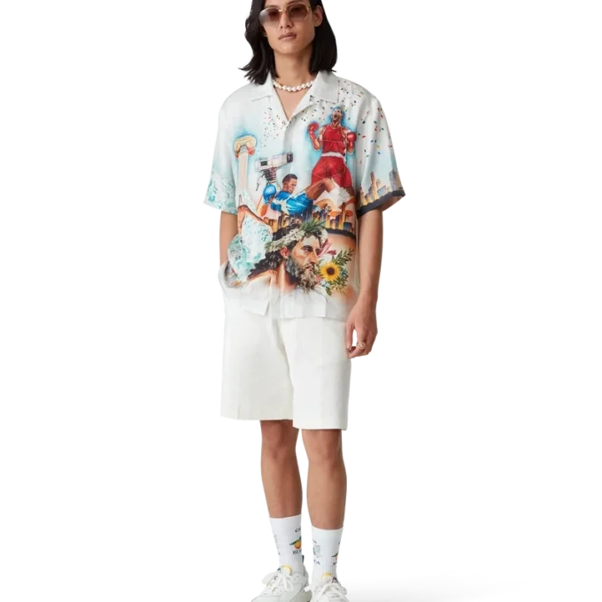 Camicia in seta a maniche corte Celebration Du Sport in pantaloncini