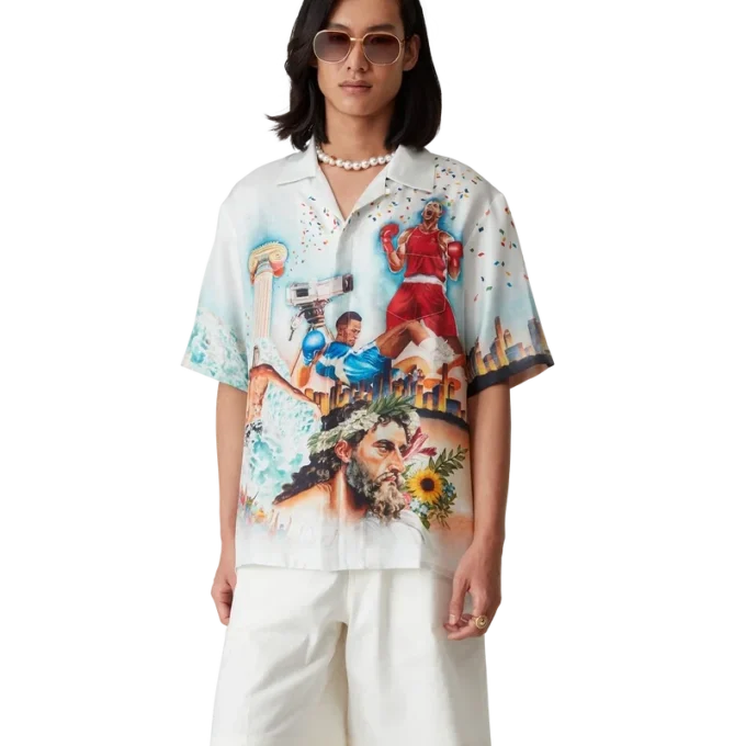 Camicia in seta a maniche corte Celebration Du Sport in pantaloncini