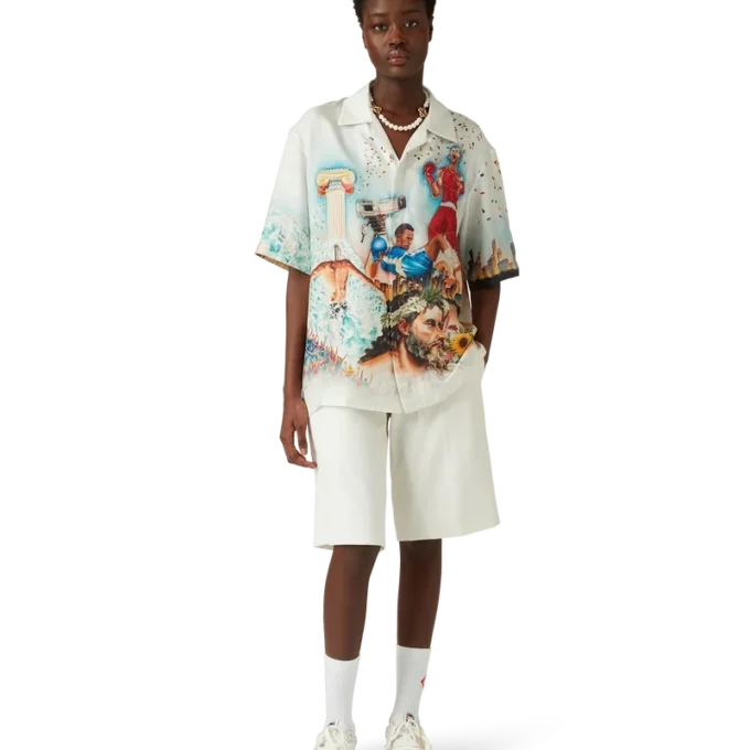 Camicia in seta a maniche corte Celebration Du Sport in pantaloncini