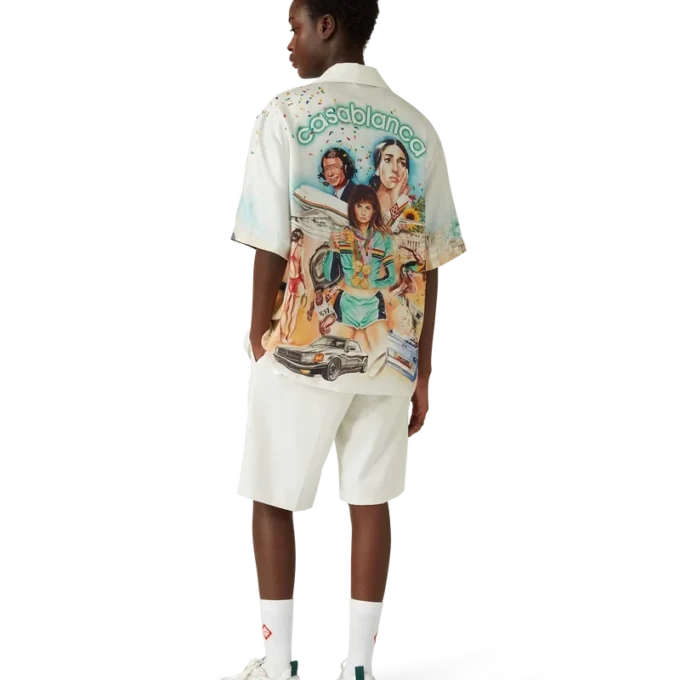 Camicia in seta a maniche corte Celebration Du Sport in pantaloncini