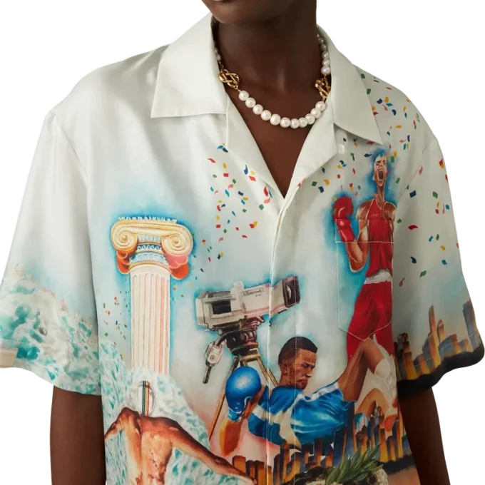 Camicia in seta a maniche corte Celebration Du Sport in pantaloncini