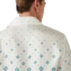 Camicia in seta a maniche corte con monogramma sfumato in stile pantaloncini