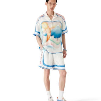 Camicia in seta a maniche corte Fuji Dream in pantaloncini