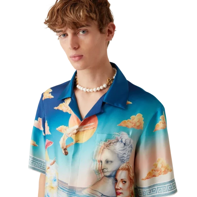 Camicia in seta a maniche corte Le Plongeon