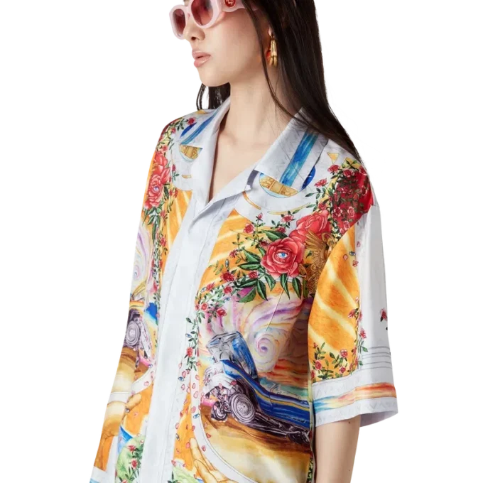 Camicia in seta a maniche corte Pantaloncini La Tornade De Rose