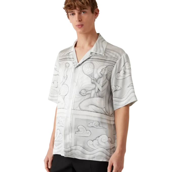 Camicia in seta a maniche corte Sacred Stone in pantaloncini Camicia in seta a maniche corte Sacred Stone in pantaloncini