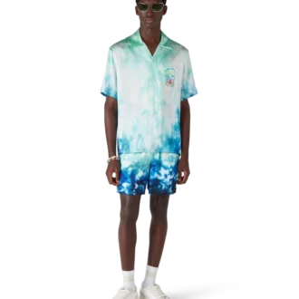 Camicia in seta a maniche corte Surf Lotus in pantaloncini