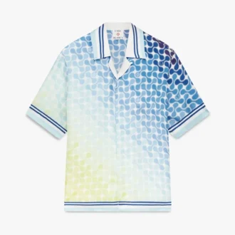 Camicia in seta a maniche corte Tennis Tile con sfumature