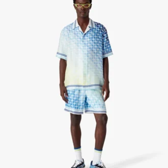 Camicia in seta a maniche corte Tennis Tile con sfumature