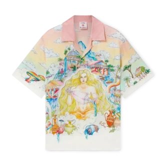 Camicia in seta a maniche corte The Road to Knowledge