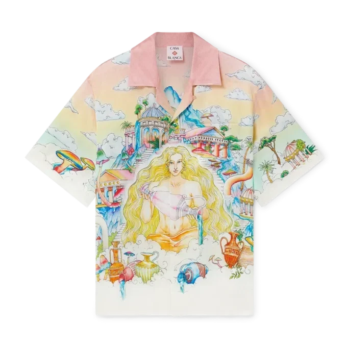 Camicia in seta a maniche corte The Road to Knowledge