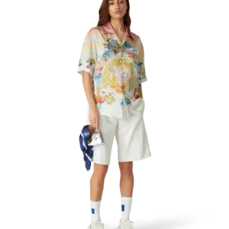 Camicia in seta a maniche corte The Road to Knowledge