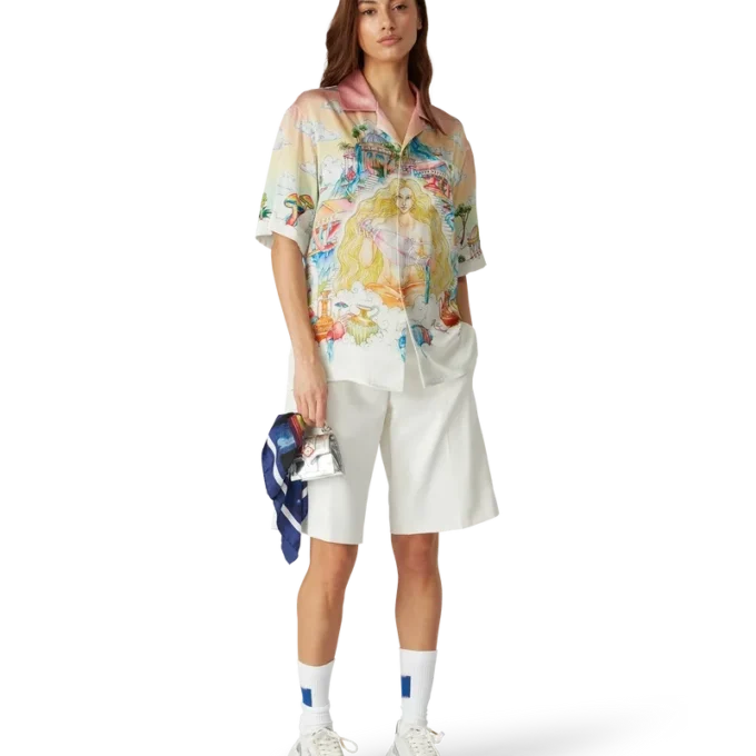 Camicia in seta a maniche corte The Road to Knowledge