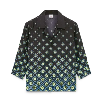 Camicia in seta a maniche lunghe con monogramma sfumato