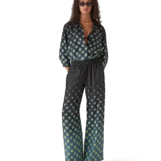 Camicia in seta a maniche lunghe con monogramma sfumato