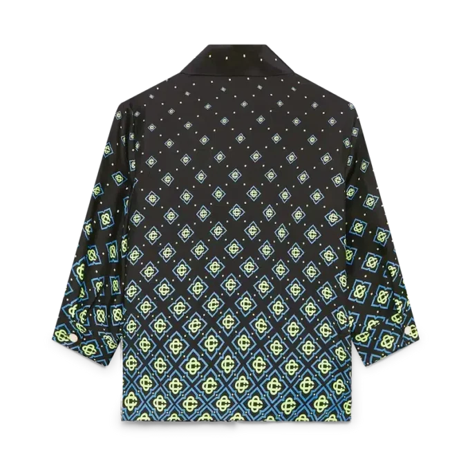 Camicia in seta a maniche lunghe con monogramma sfumato