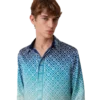 Camicia in seta a maniche lunghe con motivo jacquard sfumato
