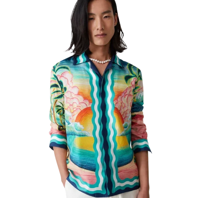 Camicia in seta a maniche lunghe Danse De La Mer