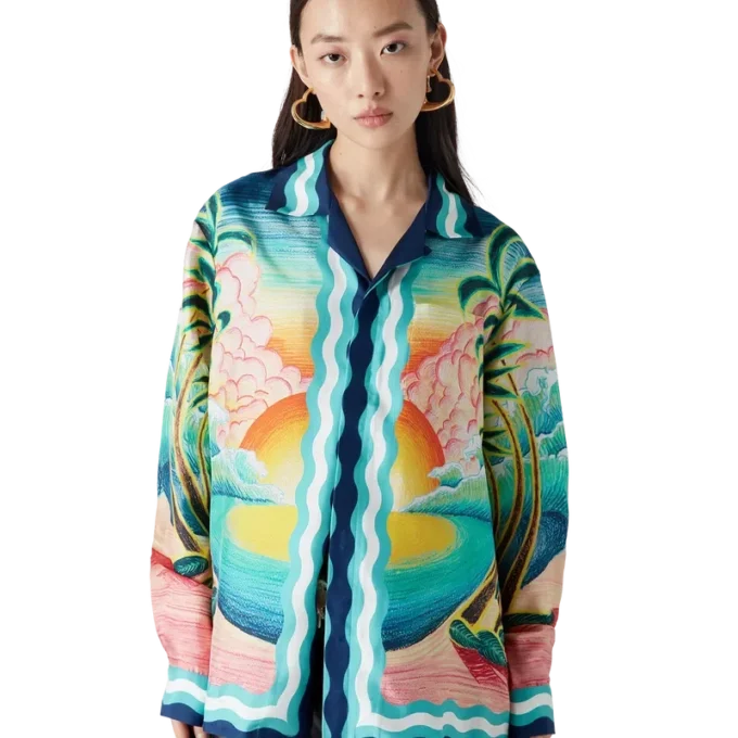 Camicia in seta a maniche lunghe Danse De La Mer