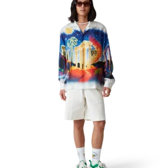 Camicia in seta a maniche lunghe Midnight Acropolis